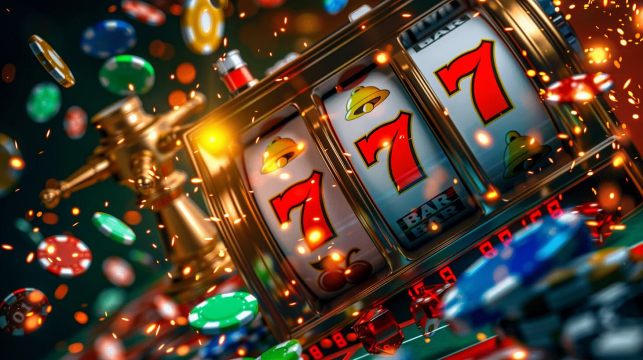 Ilustrasi permainan slot digital dengan tema modern